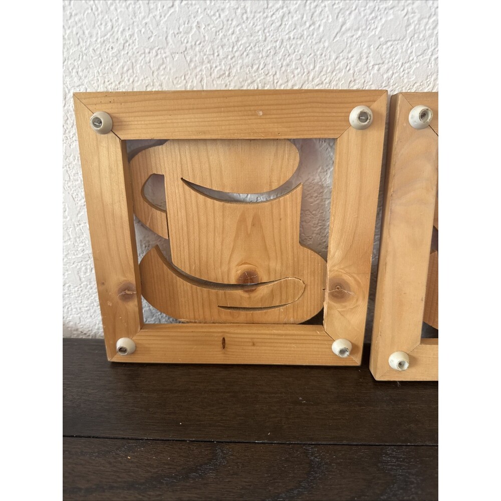 2Wooden Trivet Hot Plate Wall Hanging Vintage Hand Carved Coffee - Picture 5 of 8